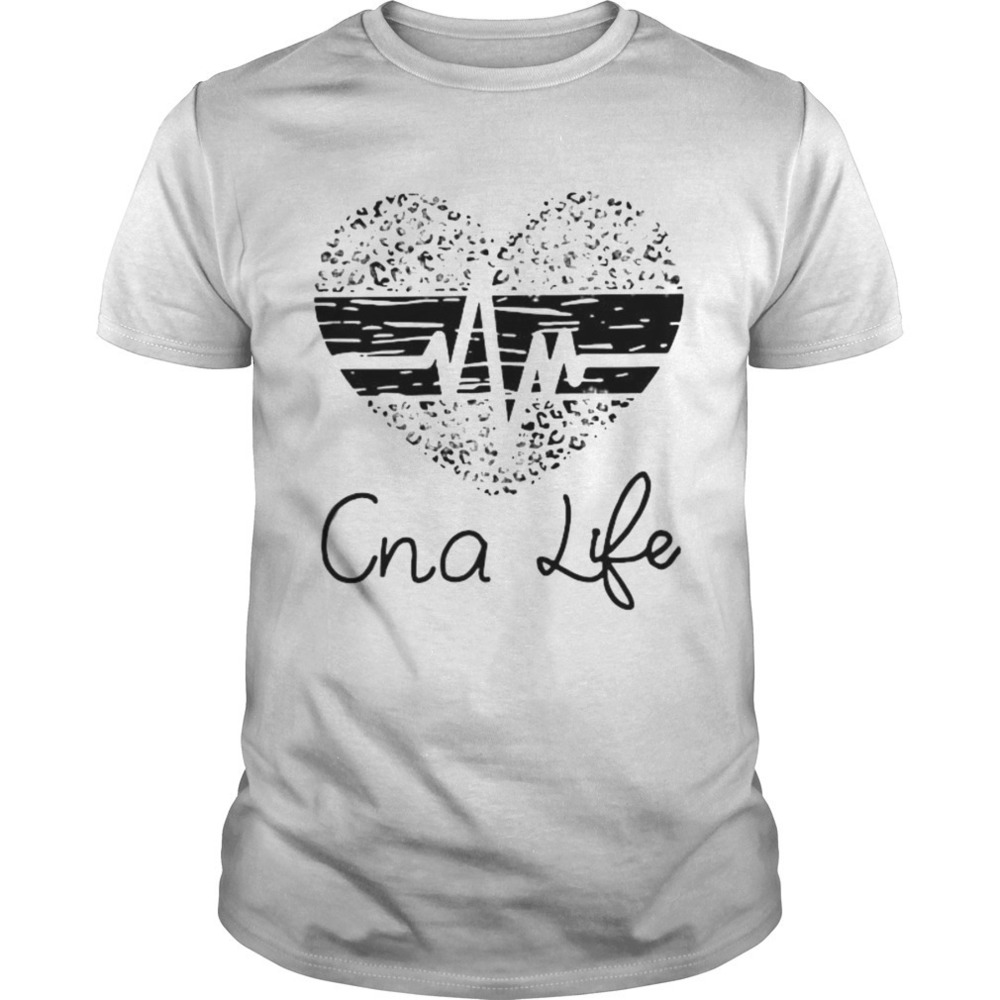 Cna Life Heartbeat Heart Leopard Shirt
